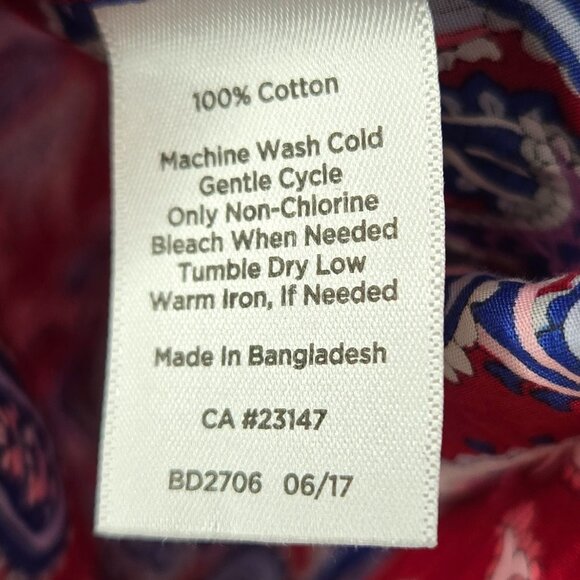 Talbots Paisley Roll Sleeve Shirt Women's Button Up Handkerchief Print Boho XL - Picture 5 of 6